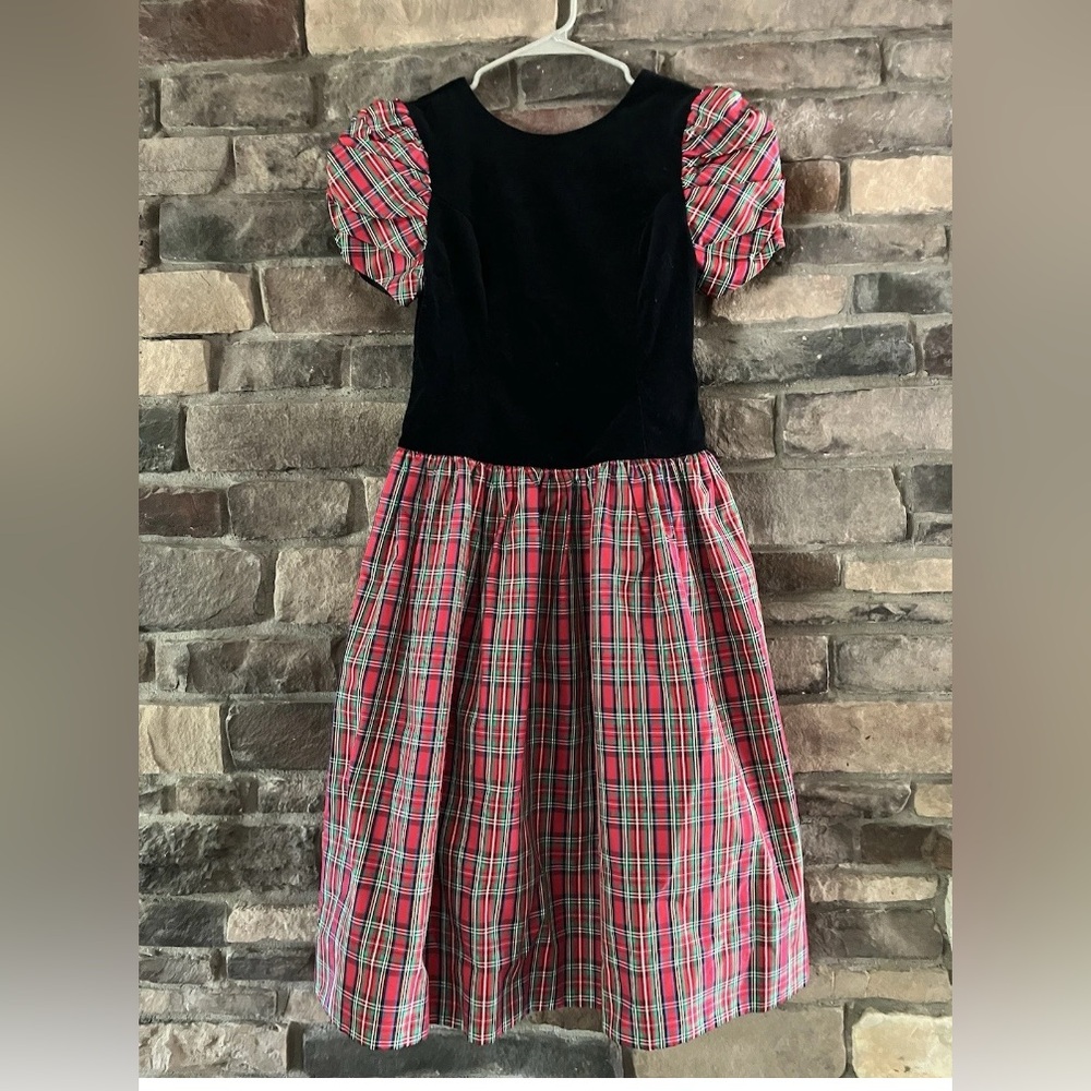 Vintage Maggie Breen Plaid Puff Sleeve Holiday Dress